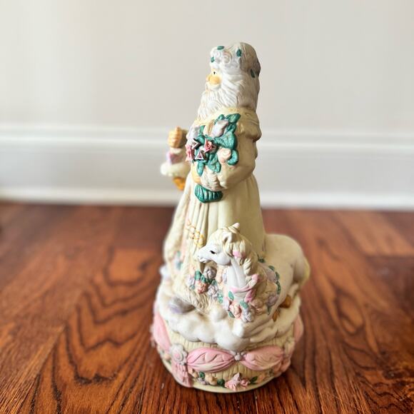 Victorian Santa Musical Figure Plays White Christmas Horse Floral Vintage - Picture 2 of 16